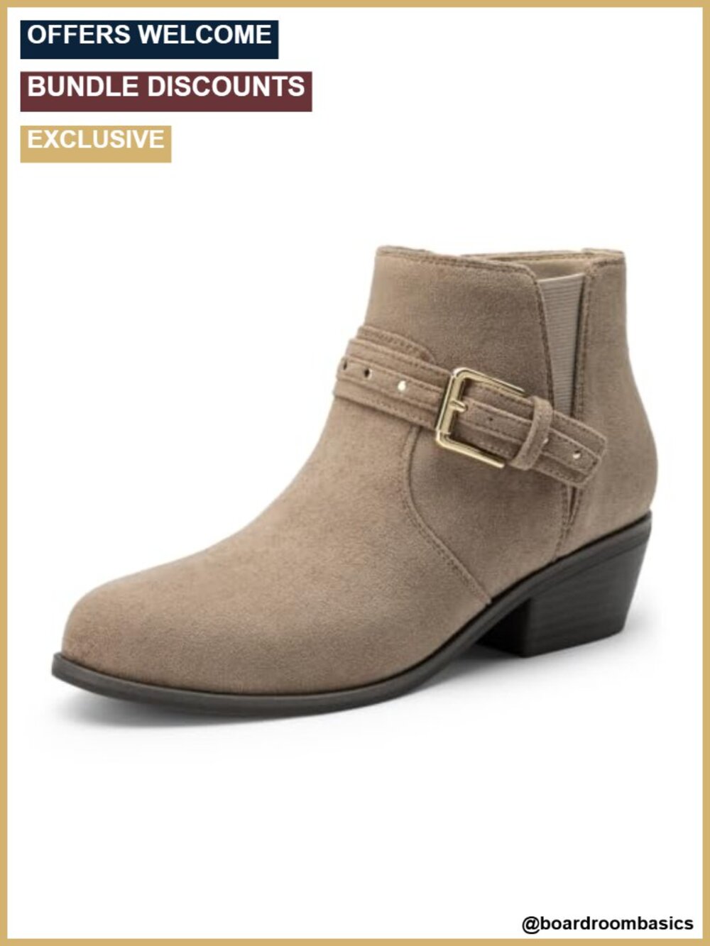 Women's Chunky Low Heel Ankle Boots with Side Zipper